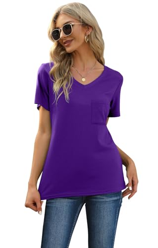 Image of RUBZOOF Women's Short Sleeve Pajama Sets with Pockets Casual V Neck 2 Piece Lounge Sets S-3XL