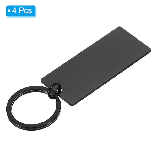 Miniatura 3 de Patikil 4 Pcs De Placas De Estampado De Metal, Placas De Estampado De Rectángulo Para Llaveros En Acero Inoxidable Para Grabado Laser, Negro