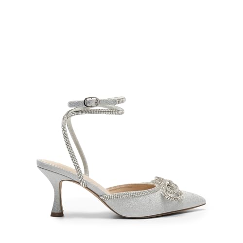 DREAM PAIRS Kitten Heels Rhinestone Bow Ankle Strap Stiletto Pointed Closed Toe Heels for Women Pumps Wedding Bridal Party Dress Shoes2