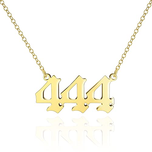Lang Xuan Lucky Number Necklace For Women Men 18K Gold Silver 111 222 333 444 555 666 777 888 999 Pendant Angel Number Necklaces Choker Chain Numerology Jewelry For Girl Boy With Message Gift Card #TOP1