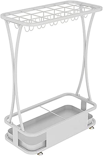 Porte-parapluie blanc gain de place idéal pour l'entrée et le bureau