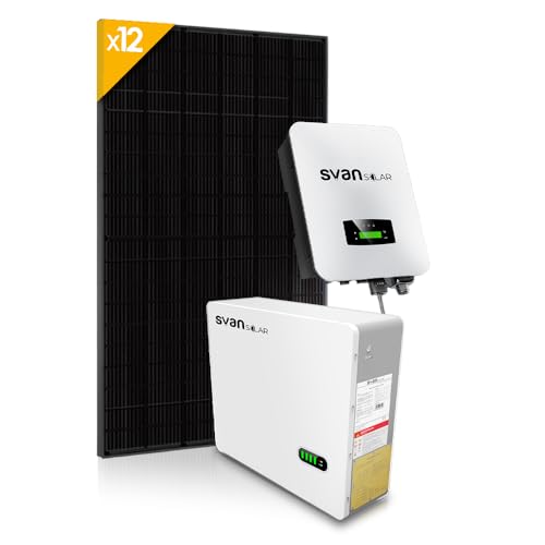 Svan SOLAR Kit Solar Residencial, Kit Silver, SSRS555K. Incluye 12 Placas de 460 W, 1 Batería de 5,1 Kwh, 1 Inversor de 5 Kw