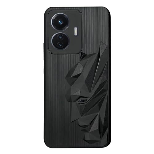 Image of NIUKIN Silicone Mobile Back Case for Vivo T1 44W 4G / iQOO Z6 44W 4G | Engraved Design | 360 Degree Protection | Shockproof Scratch Proof Cover | Black