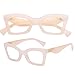 Stylish Design Reading Glasses Women Blue Light Blocking Computer Readers Oversized Square Eyeglasses with Spring hinge, Creamy-white 2.5