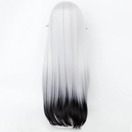 Image of Boothill Style White Gradient Black Wigs Long Straight Hair Side-Part Bangs Women Men Costume Game Silver Cowboy Cosplay Wigs Halloween,Christmas,Comic con,Game Show,Party