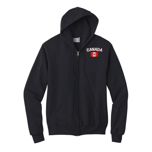 ZH Canada flag embroidered full zip hoodie jacket