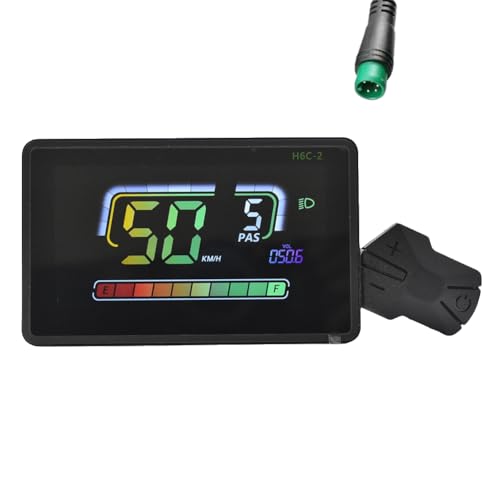 Bumiva Medidor de Velocidad para Bicicleta Eléctrica H6C-2 con Pantalla LCD, Velocímetro y Panel UART para Bicicleta Eléctrica de Montaña de 5