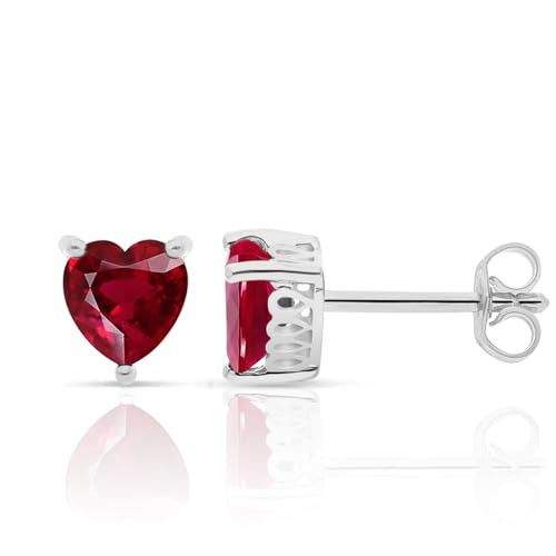 Boucles d'oreilles or blanc 9 carats et rubis naturels d'une élégance intemporelle
