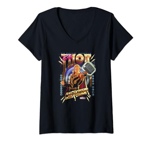 T-shirt Marvel Thor col en V vêtement stylé pour soirée pop culture et convention
