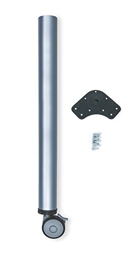 Emuca 2034625 - Pata regulable para mesa con rueda con freno (Ø 60 x 735 mm) en acero pintado aluminio