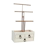 APLVFFZH Soporte para Exhibición de Joyería Torre Organizador de Pendientes Pulsera Anillos con Diseño Estable en Madera y Metal Adecuado para Hogar Tiendas, Style D, Individual