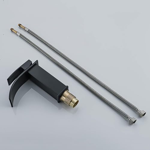 Grifo de agua caliente y fría con monomando para lavabo alto de baño negro 5