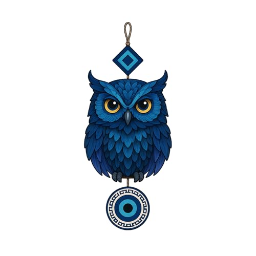 Image of GiftOday Owl Shape Wooden Wall Hanging For Home & Kitchen Decor | Evil Eye Decoration Livingroom, Bedroom | Modern Artwork | Designer Mdf Item | Wall Hanging Ornament Door Decorative (18 x 30 CM)