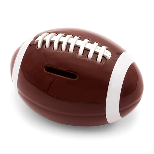 40YARDS - 40YARDS American Football Spardose aus Keramik – Originelles Sparschwein mit Leder-Naht; Sparbüchse mit Bodenöffnung – Geschenkidee für Football Fans & Kinder – 14 x 9,5 x 10 cm