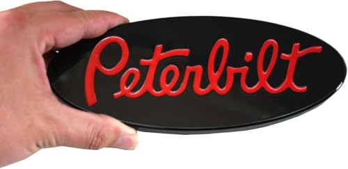 Image of 2pack Name Emblem Plate Custom CNC 6061 Logo Grille Side 3D Badge Replacement for Peterbilt (Black Red)
