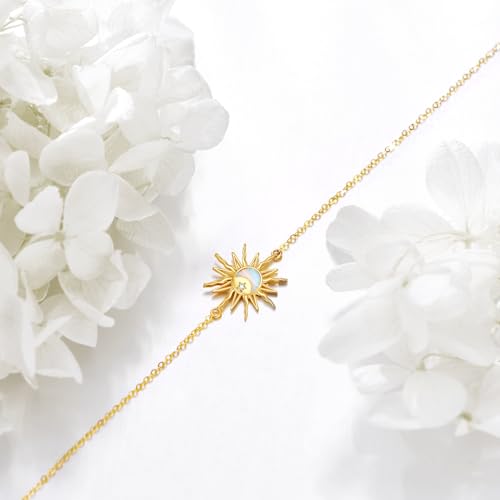KECHO 14k Real Gold Sun Bracelet for Women Opal Moon Jewelry Birthday Gifts for Women3