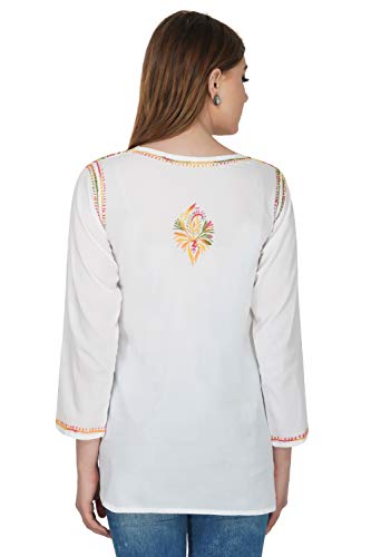 Image of Vahson Designer Hand Lucknowi Chikankari Embroidery Cotton Short Kurti for Women /Girls