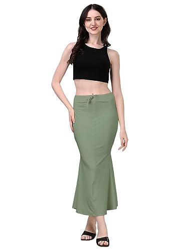 Image of Women's Saree Shapewear Petticoat, Cotton Blend Stretchable Mermaid Skirt, High Waist Tummy Control, Smooth Curve Fit with Adjustable Drawstring