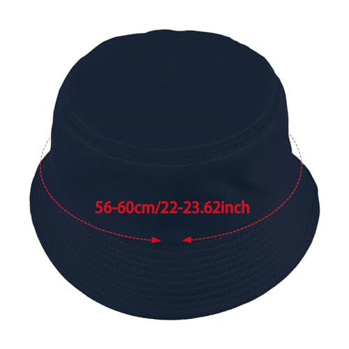 Yolev Unisex kapelusz typu bucket jednokolorowy kapelusz przeciwsłoneczny z ochroną UV pakowalne letnie czapki do sportów na świeżym powietrzu, granatowy, Rozmiar uniwersalny