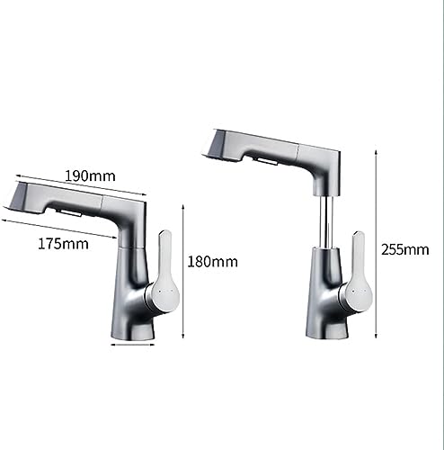 Robinet de lavabo avec douchette extractible laiton eau chaude et froide