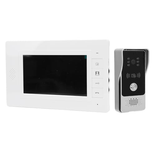 Plyisty de Videoportero con Cable, Timbre con Video de 7 Pulgadas, Soporte para Desbloqueo Remoto, para Apartamento de Oficina en Casa de Villa, con 1 Cámara y 1 Monitor (Enchufe de la UE)