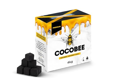 Black Coconut Carbón DISPAU COCOBEE Premium de 26 X 26 MM Carbón Natural de Coco Premium Cachimba y BBQ - Briquetas de Carbón de Coco Shisha y Barbacoas. (4 KG, 256 Unidad)