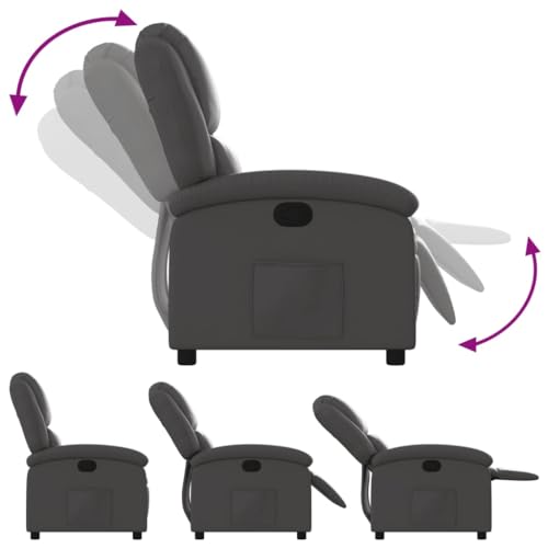 Sillón Reclinable Cuero Gris miniatura 5