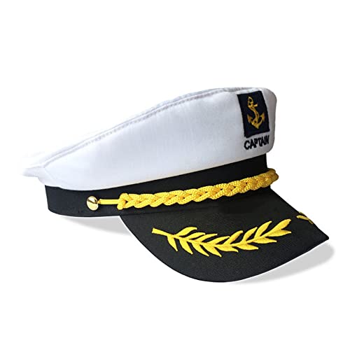 LUOXIAQIFEI Adjustable Captain Hat Admiral Marine Cap Fancy Dress Halloween Stag Night Carnival Theme Party, One Size