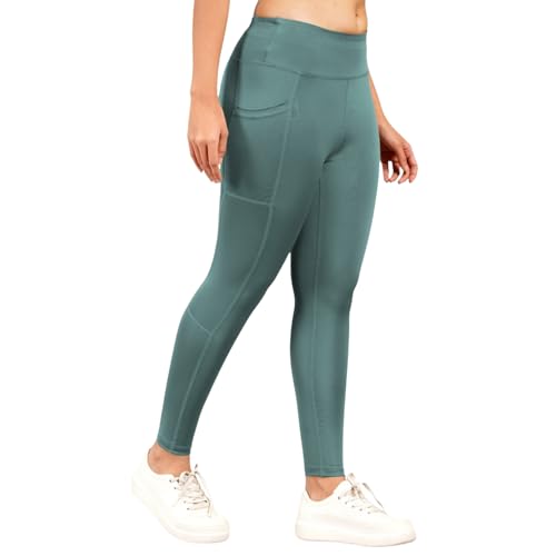 Image of NEVER LOSE Thick High Waist Yoga Pants with Pockets, Tummy Control Workout Running Yoga Leggings for Women