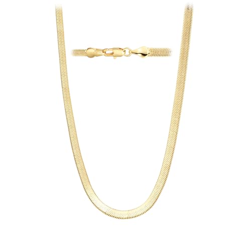 AHSIWC 14K Gold Chain Necklaces for Women & Men Dainty 4mm Snake Chain Women Non-tarnish Herringbone Choker Necklace Unisex Gold Jewelry Gifts Fade Resistant Lifetime Quality 18-24Inches by AHSIWC - Used condition - US$92.39