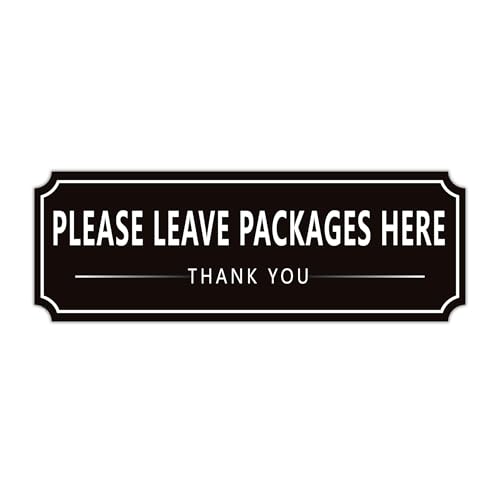 Please Leave Packages and Deliveries Here Sign Sticker Self-Adhesive Waterproof Modern Deliveries Sign for Packages Please Place Packages in Box for Home Office Shop Door 9 x 3.14