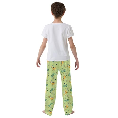 ZZXXB Dinosaur and Star Boys Long Pants Soft Trousers Elastic Waist Kids Lounge Bottoms with Pockets S-XL3