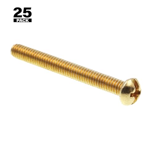 Prime-Line 9003778 Machine Screw, Round Head, Slotted/Phillips Combo, #8-32 X 1-1/2 In, Solid Brass thumb #2