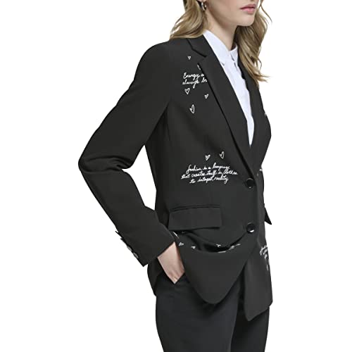 KARL LAGERFELD Women's Fitted Blazer with Script Detail3