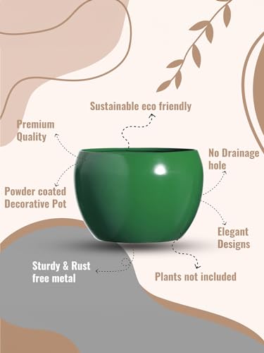 Image of Designer Metal Planter Pots for Living Room Home Decor Indoor Plants Drawing Room Balcony Office Decoration Ideas for Plants Set of 2 (Plants not Included)