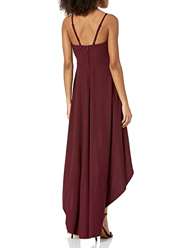 Speechless Women's Scalloped V-Neck High Low Dress, Wine, 5 #TOP1