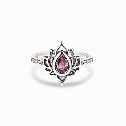 for Daughter No Mud No Lotus Ring, 925 Sterling Silver Lotus Flower Yoga High Polish Tarnish Resistant Zircon Inlaid Ring with Gift Box, Inspirational Jewelry Gift for Women Teens Girls (Red,US-7) - Main Image
