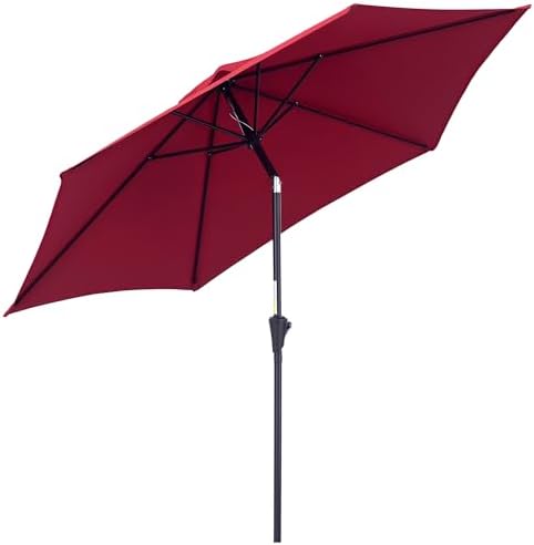Outsunny Parasol droit parasol inclinable de jardin balcon terras...