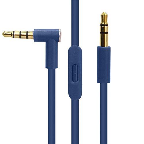 EARLA TEC Replacement Audio Cable Cord Wire with in line Microphone and Control for Beats by Dr Dre Headphones Solo Studio Pro Detox Wireless Mixr Executive Pill (Dark Blue)