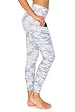 Leggings Depot Women's Reflective 7/8 Yoga Pants with Pockets-P534, White Camouflage, Large