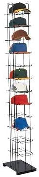 Only Hangers Black Floor Standing Hat Rack Tower, Black Finish, Holds up to 72 Caps Vertically, 12 Tiered Shelves, Sign Holder, 78"h x 10"w x 15.5"d, Metal, Easy to Assemble, Hat Display