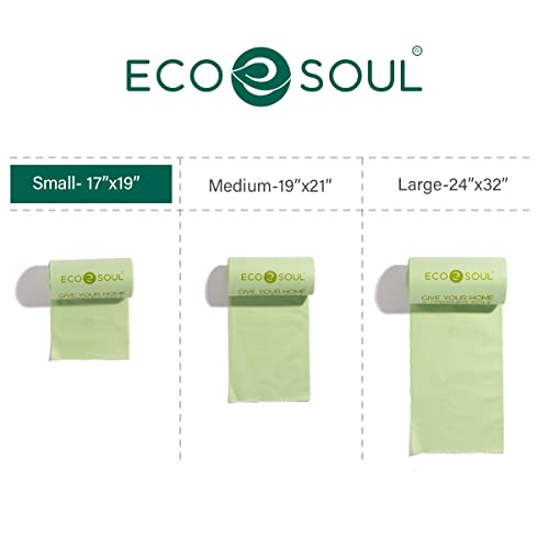 ECO SOUL [17 inch x 19 inch, 45 Pack Small Compostable Trash Bags | Eco-Friendly Biodegradable Bags for Garbage Bins | Heavy Duty & Leak-Resistant | Home, Office & Kitchen Use (43 x 48 cm)
