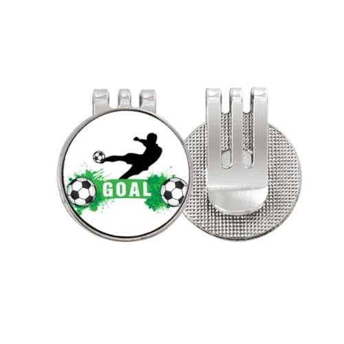 Marcador de pelota de golf Penalty kick con clip magnético esmaltado verde para gorra