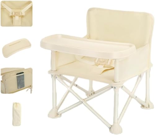 Joxoilsoベビーチェア テーブルチェア 赤ちゃん 子供 キッズチェア お食事椅子 折り畳み 収納袋付き 携帯 軽量 滑り止め 丈夫 安全ベルト ベビーシート ダイニングチェア 屋内 屋外 実用なタイプ (チェア,ベージュ)