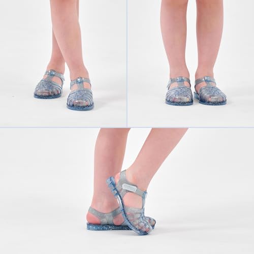Image of GUGUYeah Jelly Sandals for Girls,Closed Toe Princess Costume Summer Dress Shoes Fisherman Gladiator Water Beach Flat Sandals for Toddler /Little Kid /Big Kid