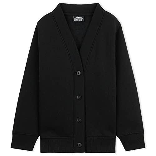 CityComfort Cardigan Boys Jumper for Boys Fashionable Cardigans for Boys Black Navy Blue Cardigan for Boys with Full Button 3-14 Years, Black-1 Pack, 7-8 Years