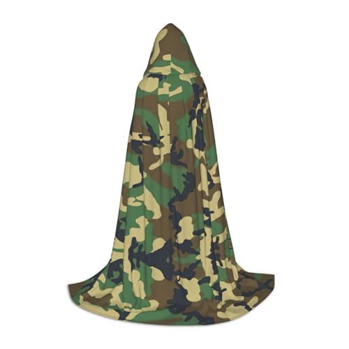 FHIZOAL Green Military Camo Halloween Hooded Cape For Teenagers Witch Vampires Grim Reaper Costume Themed Parties Comic Con