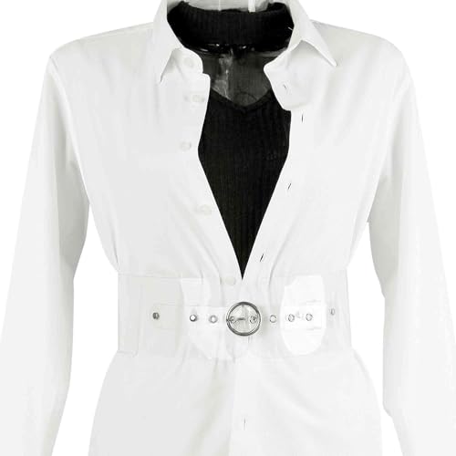 Women Clear Waist Belts, Wide Transparent Round Buckle PVC Waistband Belt for Dress4