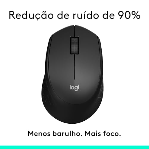 Mouse Sem Fio Logitech M330 SILENT com Clique Silencioso, Design Destro, Bateria de 18 Meses, Receptor USB, Compatível com Wi