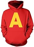HotScamp Chipmunk Costume Outfit Hooded Sweatshirt - Yellow Letter A Red Hoodie Group Matching Top Halloween Top Fancy Dress Party Cosplay Hoody - 12-13 Years Red